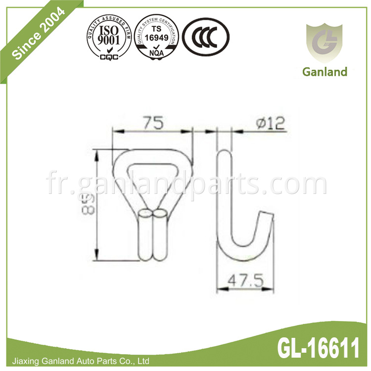 Hook for curtain buckle gl-16611